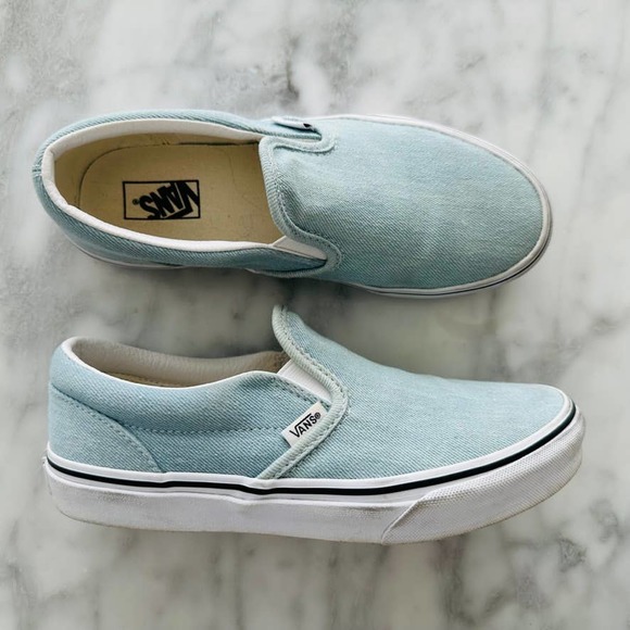 Vans Other - Vans Denim Slip On 5 Youth Light Denim Rubber Sole Skate Worn 1X